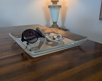 Hoya Japanese Crystal "Yoshino" Square Key Bowl & Valet Tray | 9" Plate