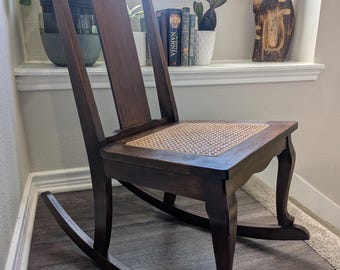 Cane Seat Sewing/Nesting Rocker  • Petite Nursing Rocking Chair • c. 1890-1910
