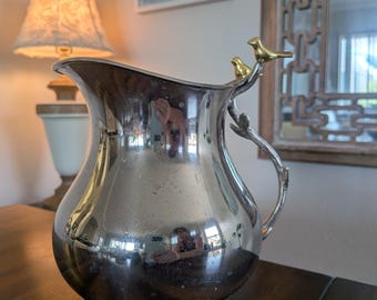 Golden Vine & Bird Pitcher and Serving Tray Set
