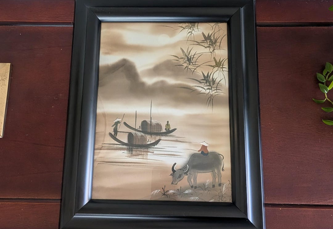 Vintage Traditional Vietnamese Silk Painting (tranh Lụa) 12x15 Framed ...