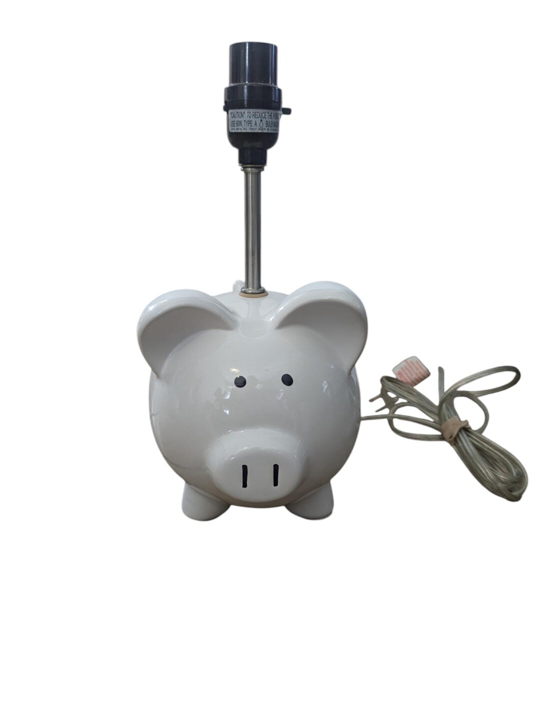 White Ceramic Piggy Lamp - Etsy