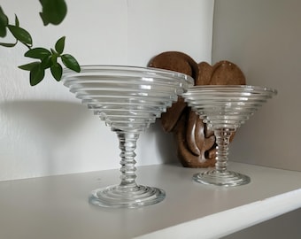 Manhattan Collection Clear Martini Compote Glasses • Anchor Hocking • Vintage Set of 2