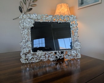 Luxury Ornate Silver-Plated Flower Picture Frame •  Vintage La Plata • 5 x 7