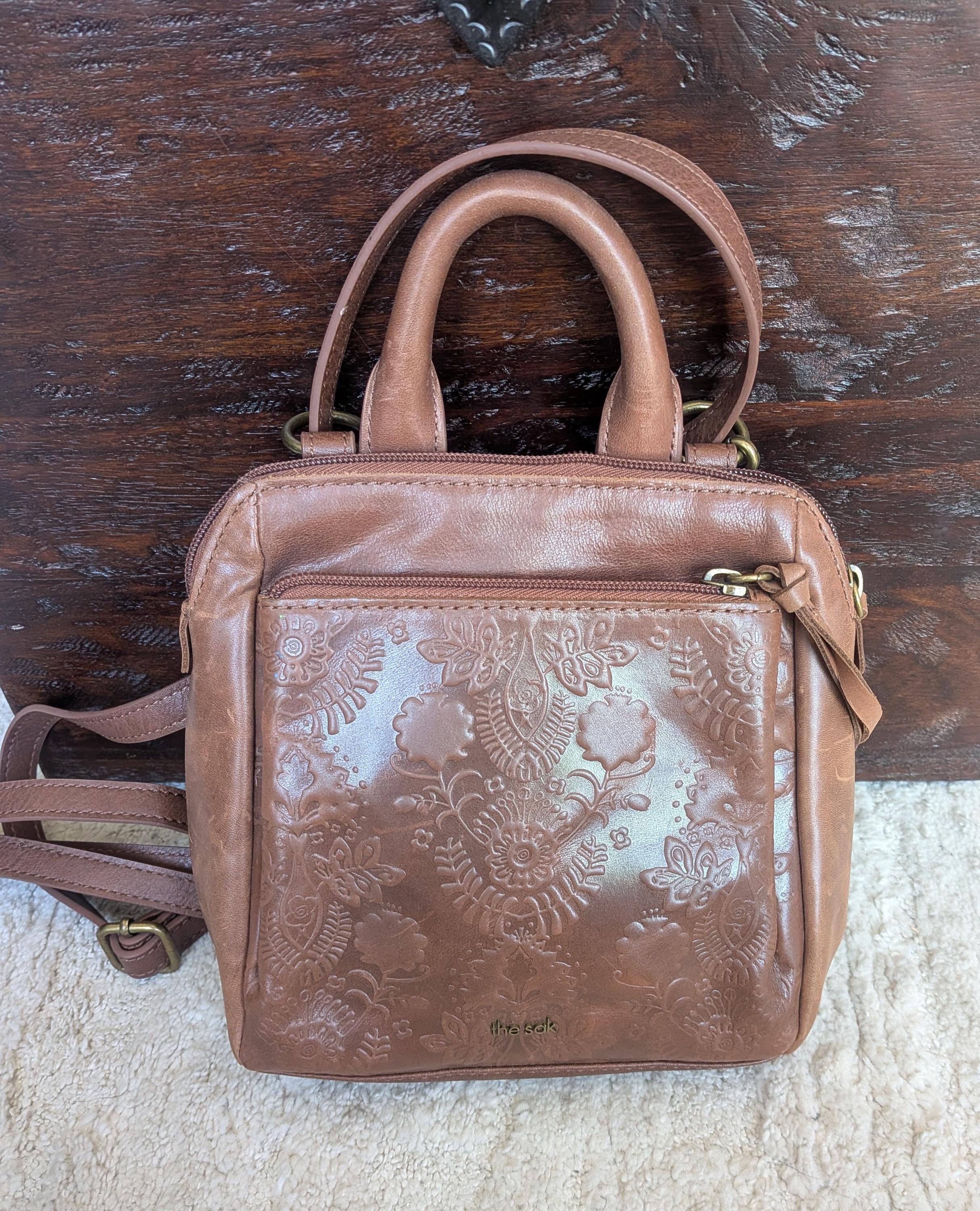 The Sak Loyola Leather Mini Backpack Crossbody Convertible Bag Brown Embossed The Sak Loyola Convertible Small Leather | Mercari main image 2