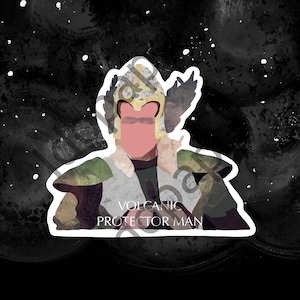 Volcano Man, Volcanic Protector Man, Fire Saga, Eurovision Song Contest, Sticker Decal, Segrit and Lars