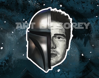 MANDO // Mandalorian Helmet // Din Djarin STICKER //  Star Wars //Fan Art // decal