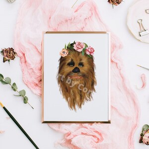 Chewbacca Star Wars Nursery Art Print: Floral Wookiee Fan Art