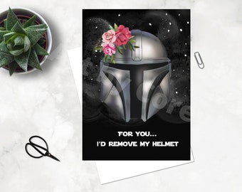Mandalorian VALENTINE // Birthday Card // STAR WARS // Blank, Birthday, Any Occasion //Fan Art // Ready to ship //