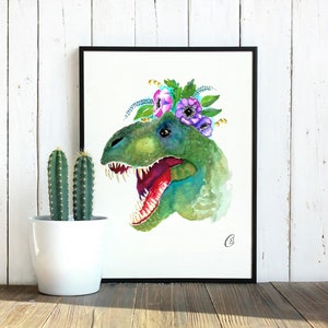T Rex Watercolor Print Original Artwork