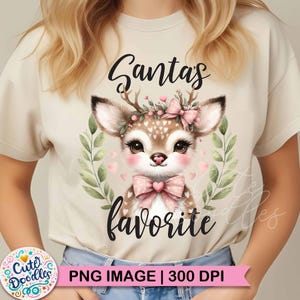 Reindeer png, Pink Christmas PNG, Santa&#39;s Favorite, sublimation designs, retro Christmas png, Water-color png, hearts png