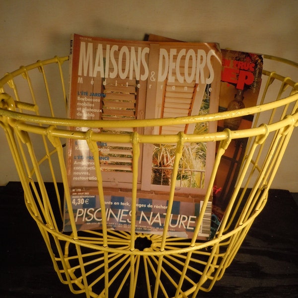 Large Vintage Egg Basket In Lemon Yellow