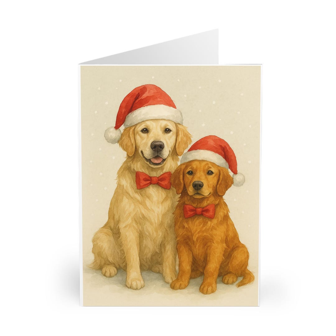 Golden Retriever Christmas Card Set | Festive Holiday Greeting - Etsy