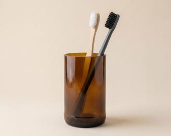 Bathroom Toothbrush Holder | Amber Glass Storage Cup