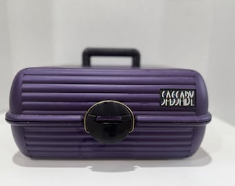 Vintage Sassaby Large Makeup Cosmetic Catchall Case Purple With Mirror