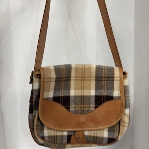 Vintage Nova Check Handbag, labelled &#39;Made In England&#39; Cotton Canvas Shoulder
