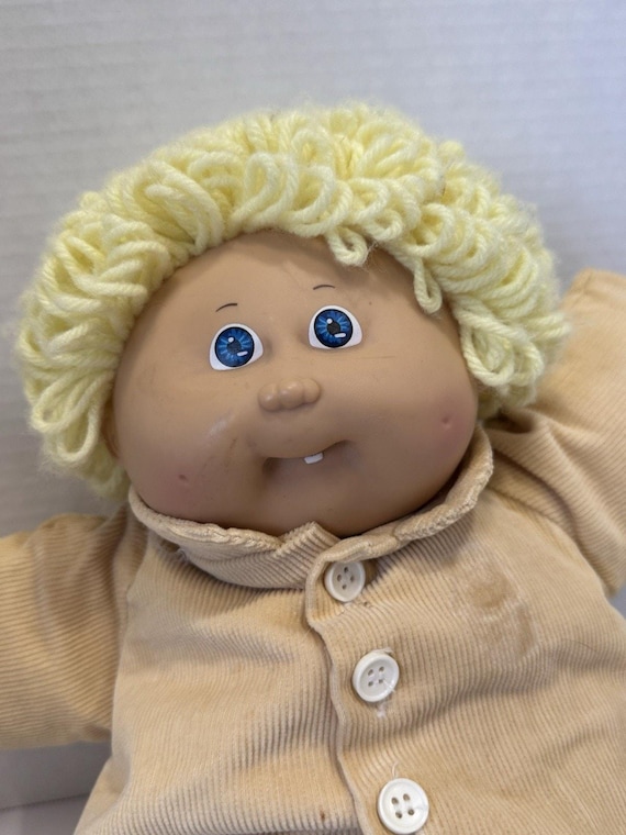 Vtg Cabbage Patch Kids Boy Curly Blonde Blue Eyes 78-82 Tooth