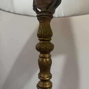 Vintage Mercury 55” Polished Honey Brass Neoclassical Floor Lamp With Shade image 2