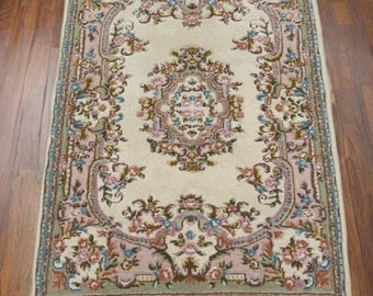Vintage 1990’s Ethan Allen Hand Knotted 4x6 Foot Area Rug Quality Mid-Size