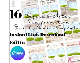 Vorher Nachher Social Media Vorlage für Business Digitale Vorlage Visuelle Transformation Sofortiger Download Canva Social Media Vorlage