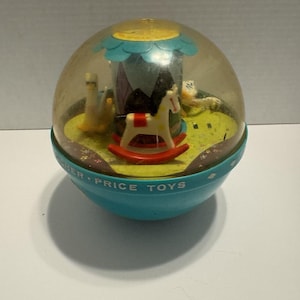 VTG 165 1966 Fisher Price Toys Roly Poly Musical Carousel Chime Ball Toddler Toy