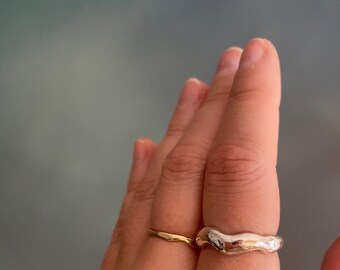 The Wave Band a Sterling Silver ring with an Organic Ocean Design