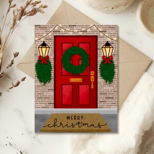 Tarjeta festiva de Navidad para puerta de entrada / Tarjeta de felicitación de invierno / Linda tarjeta navideña / Tarjeta navideña para mamá, papá, esposo, esposa, novio, novia