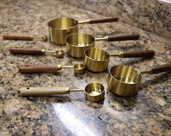 Brass Measuring Cups and Spoons