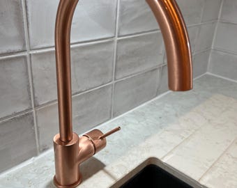 Copper monoblock sink mixer tap with single lever control