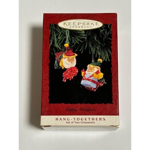 Hallmark Andenken Happy Wrappers Elfen Verpackung Geschenke Weihnachten Ornament 1995