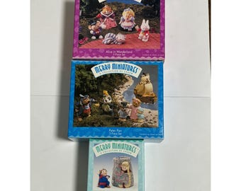 Lot of 3 Hallmark Merry Miniatures Alice in Wonderland Rapunzel Peter Pan