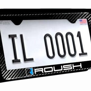 Blue Roush R License Plate Frame 100% Real Carbon Fiber for Mustang, Raptor, Focus & Ranger