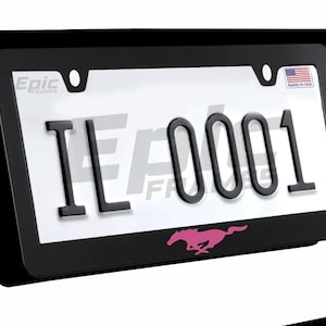 Roze mustang/Mach E-stijl nummerplaatlijst premium zwart roestvrij staal