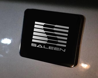 Reflective White Ford Mustang Saleen Style Carbon Fiber License Plate Frame - Front/Rear