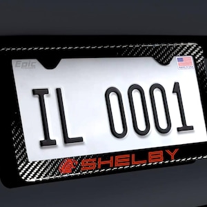 Red Shelby License Plate Frame Racing | Premium Black 100% Carbon Fiber