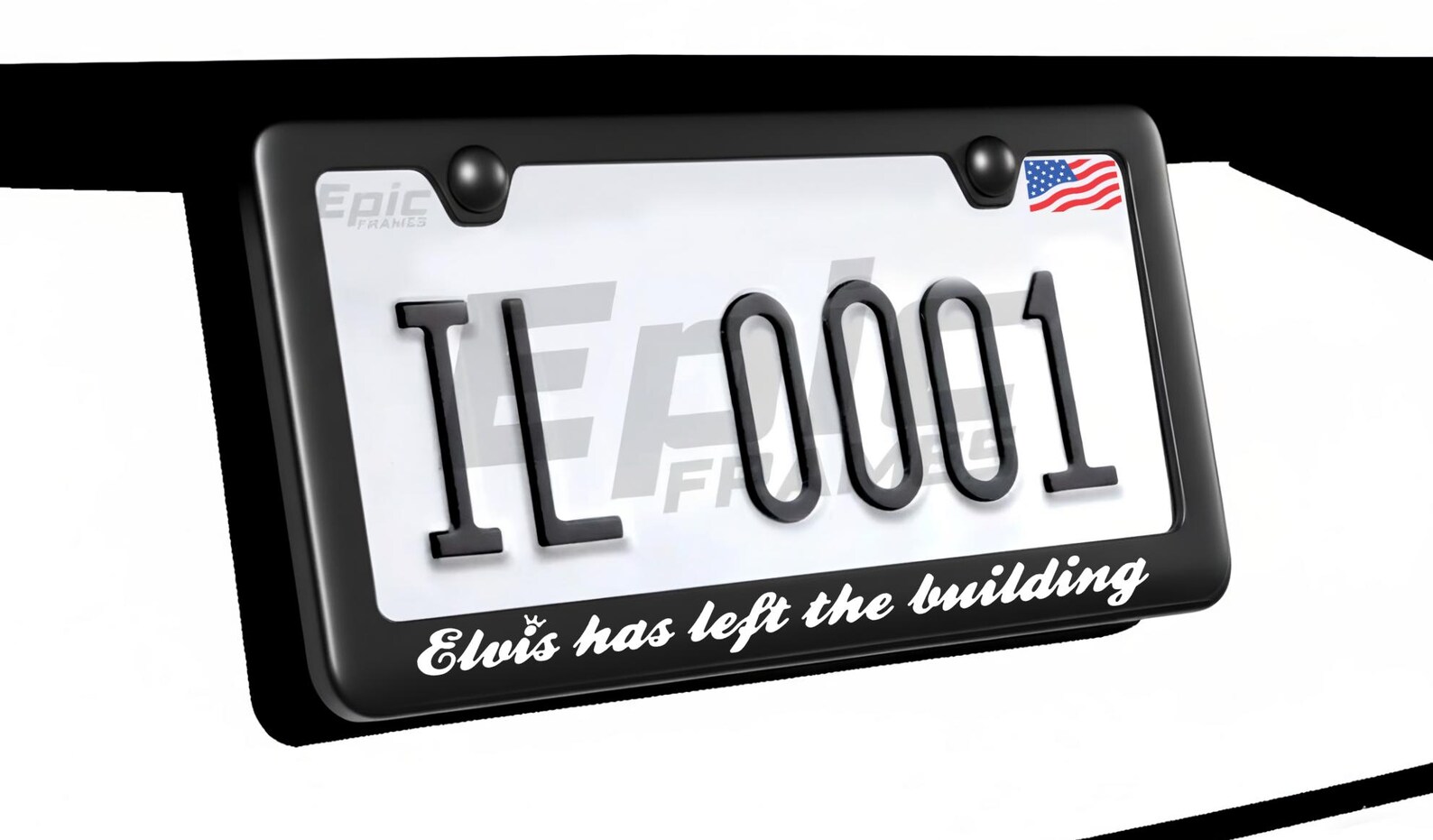 'Elvis Has Left The Building' Gloss Black License Plate Frame – Funny Car Accessory