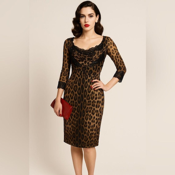 Dolce & Gabbana Leopard Print Silk Dress IT 44 US 8 Lace Sequin Cocktail Italy - Etsy Dolce & Gabbana Leopard Print Silk Dress IT 44 US 8 Lace Sequin Cocktail Italy - Etsy