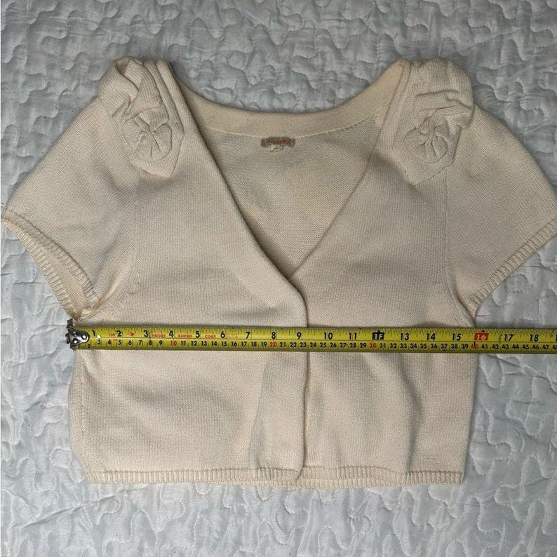 Anthropologie FIETS VOOR Vintage 90s Cropped Knit Cardigan Cottagecore Size M image 10