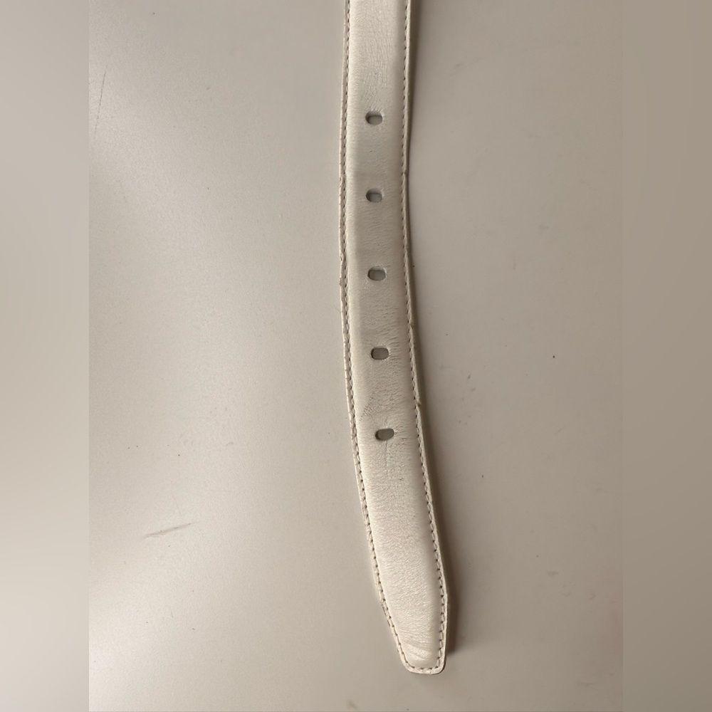 Ilana Goor White Leather Belt Sculptural Gold Buckle Vintage  display picture 3