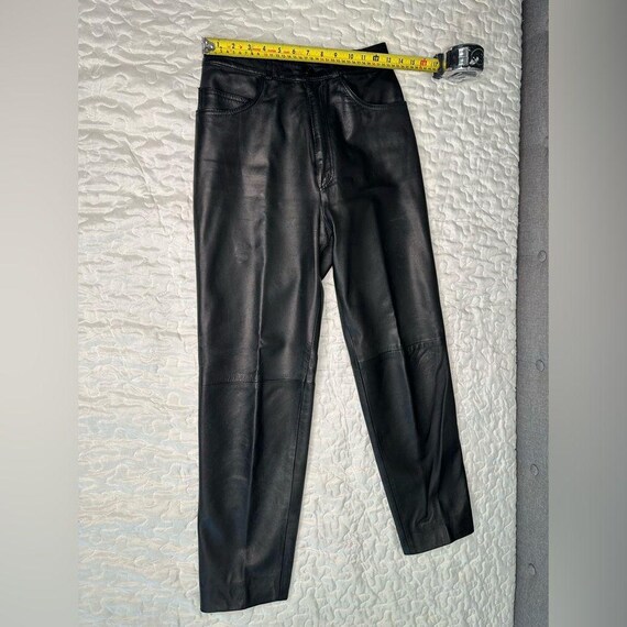 Vintage 90s Maglia Black Leather Pants High-waisted Straight-leg