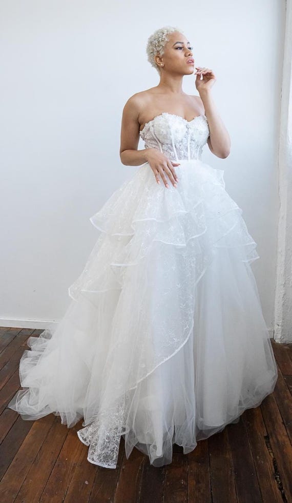 Lace Corset Wedding Gown: Vintage Inspired Ballgown, Custom Bridal Dress Lace Corset Wedding Gown: Vintage Inspired Ballgown, Custom Bridal Dress
