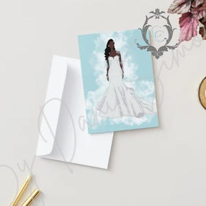 Aangepaste trouwjurk illustratie | Kaarten bruidsportret | Modeschets briefpapier | Luxe bruiloft aandenken kunst