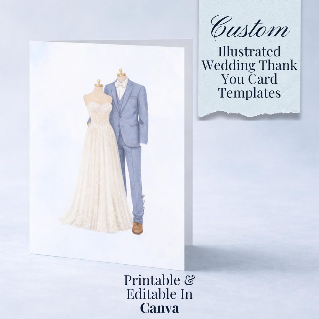 Custom Wedding Thank You Card Template Digital Download Watercolor ...