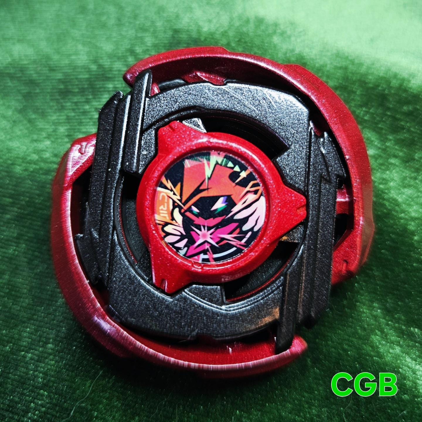 Beyblade X Takara Tomy Wizard Arc Custom Metal Coat. Black and Red