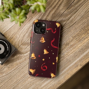 Christmas Phone Case for iPhone 16, 15, 14, 13, 12 Pro, 11, Samsung S24, S23, S22, Christmas Bells Phone Case, Holiday Phone Case