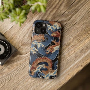 Japanischer Drache Handyhülle für iPhone 16, 15, 14, 13, 12 Pro, 11, Samsung S24, S23, S22, Mythischer Drache Design, Geschenk für Drachenliebhaber