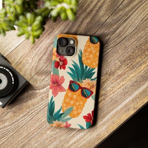 Tropical Pineapple Phone Case for iPhone 16, 15, 14, 13, 12 Pro, Samsung S24, S23, S22, Fruit, Flowers, Tropical Phone Case