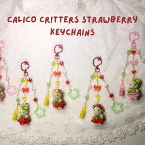 calico critters strawberry keychains