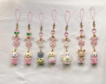 calico critters phone charms | phone clasps - pink edition
