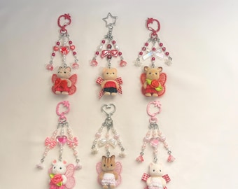 portachiavi della serie calico critters love - edizione rossa + rosa + argento
