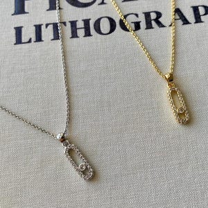 Single Stone Necklace for Women, Messika Inspired Zircon Pendant, Gold and Silver Chain Necklace, Minimal Elegant Jewelry, Gift for Her